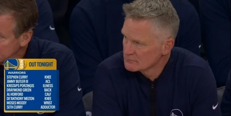 勇士客场残阵八人高挂免战牌 库里格林波神均缺席