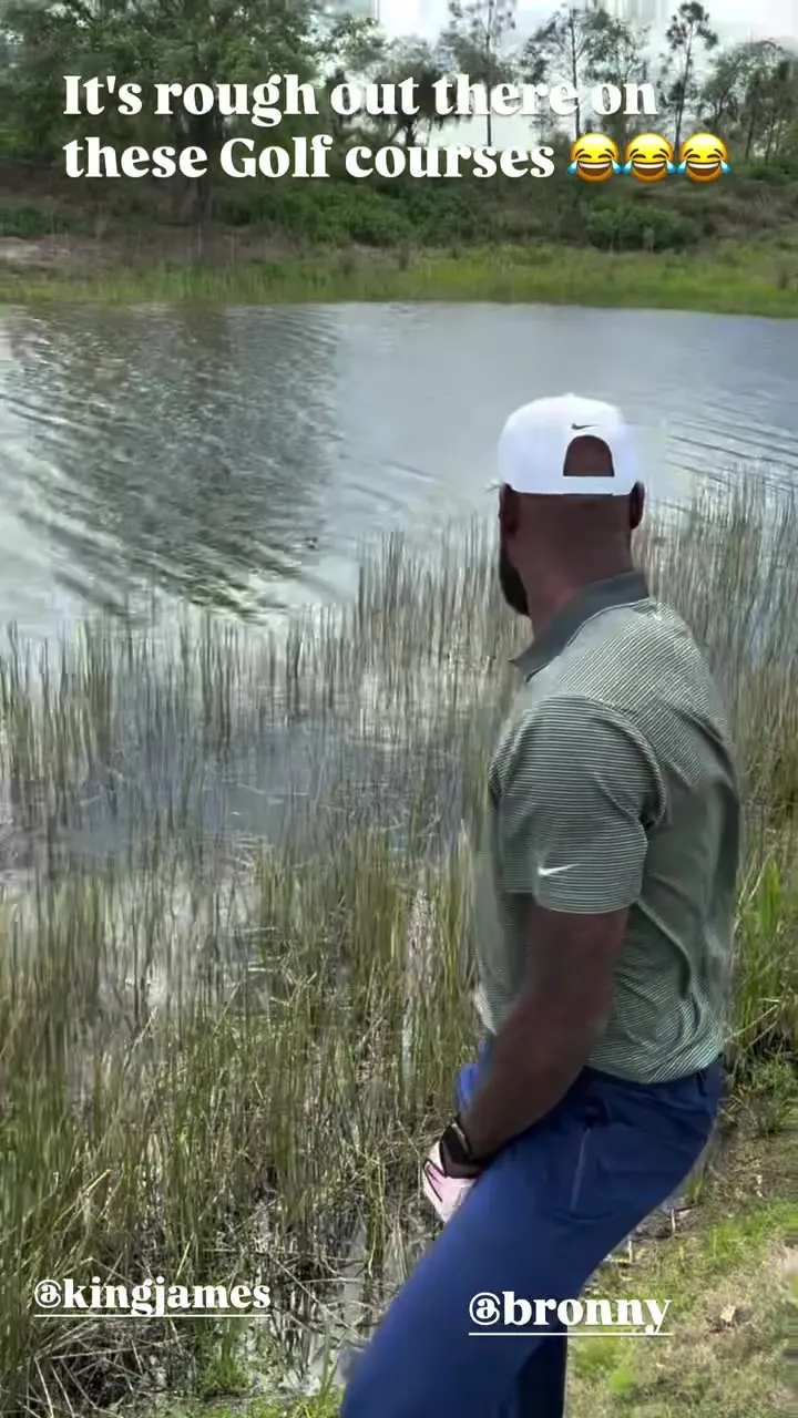 詹姆斯佛州打高尔夫遇鳄鱼 转发视频称体验不同