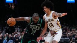 [腾讯全场集锦]🏀绿军29记三分大胜鹈鹕 杰伦·布朗三节23分 豪泽8记三分24+6